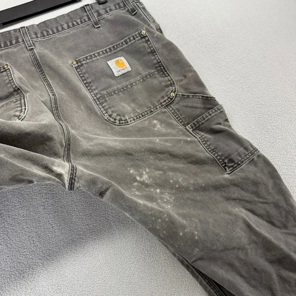 Vintage Carhartt Pants Mens 37x30 Black Faded Double Knee Carpenter Duck Canvas